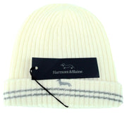 HARMONT & BLAINE Men's Beanie OS White Wool Knitted Logo Winter Unisex Cap