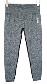 GYMSHARK Women's Leggings L Mid Grey Marl Logo Stretch Gym Training Wear