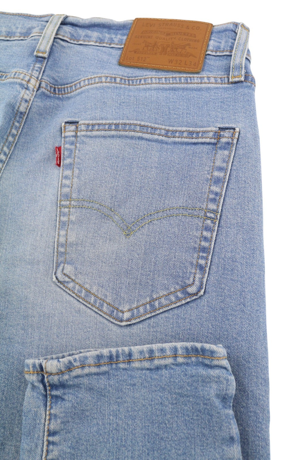 LEVI'S 512 Men's Jeans W32/L34 Washed Blue Slim Taper Big E Denim Zip Fly