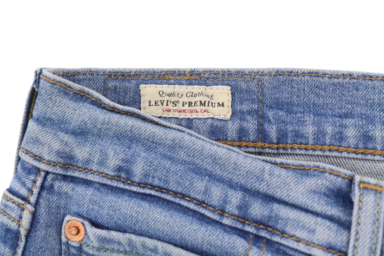 LEVI'S 512 Men's Jeans W32/L34 Blue Washed Slim Taper Big E Logo Denim