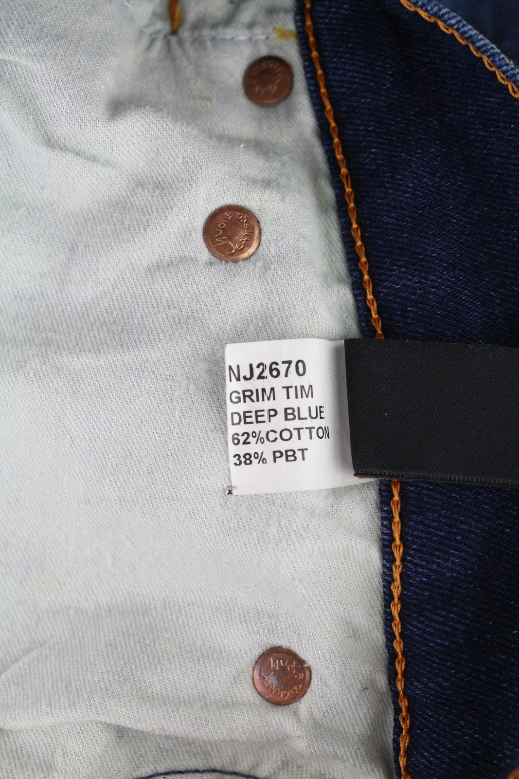 NUDIE JEANS Grim Tim Men's Jeans W31/L30 Deep Blue Washed Slim Button Fly