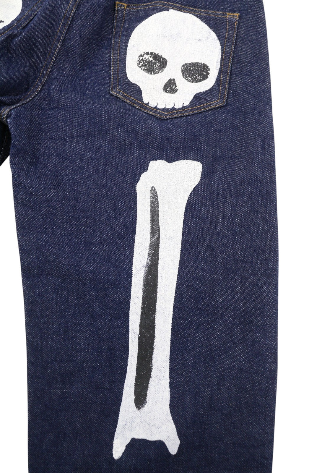 ACNE STUDIOS Men's Jeans W30/L32 Dark Blue Slim Fit Skull Print Zip Fly
