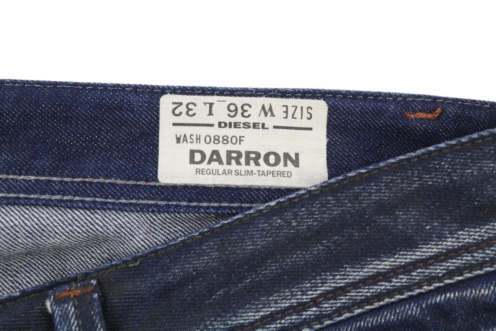 DIESEL Darron 0880F Men's Jeans W36/L32 Dark Blue Distressed Slim Taper Denim