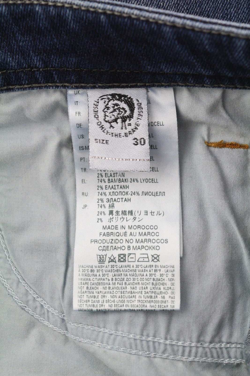 DIESEL Thommer 084BU Men Jeans W30/L30 Blue Washed Skinny Slim Stretch Denim