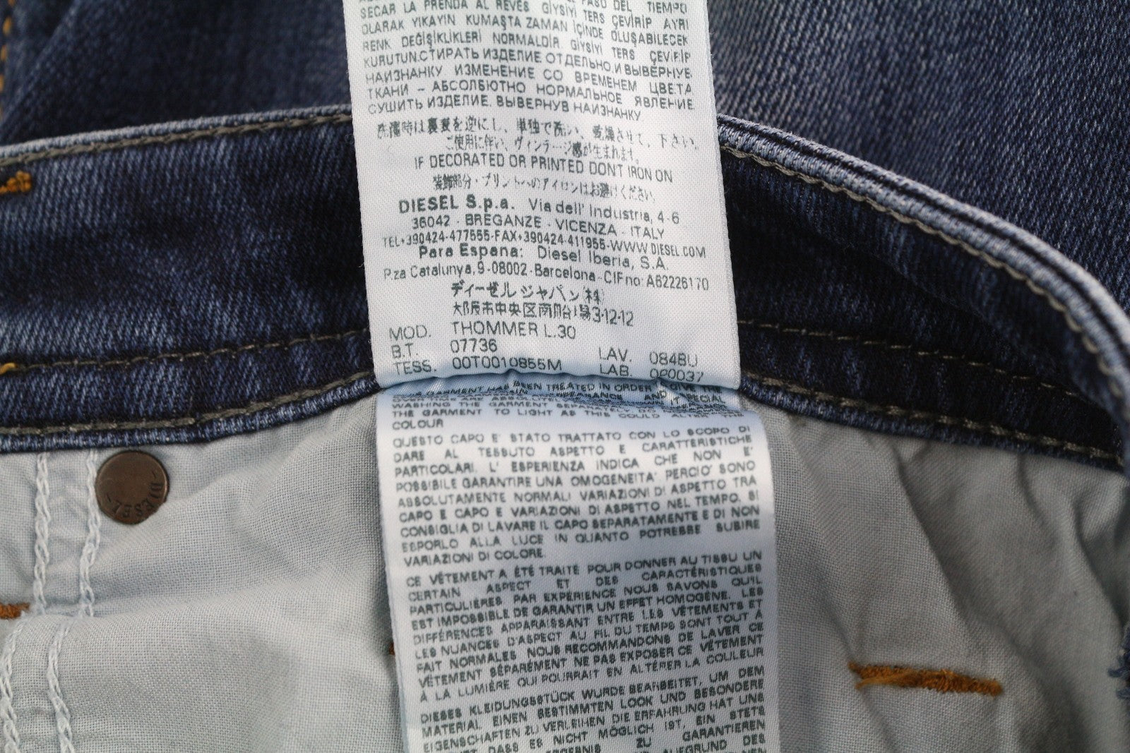 DIESEL Thommer 084BU Men Jeans W30/L30 Blue Washed Skinny Slim Stretch Denim