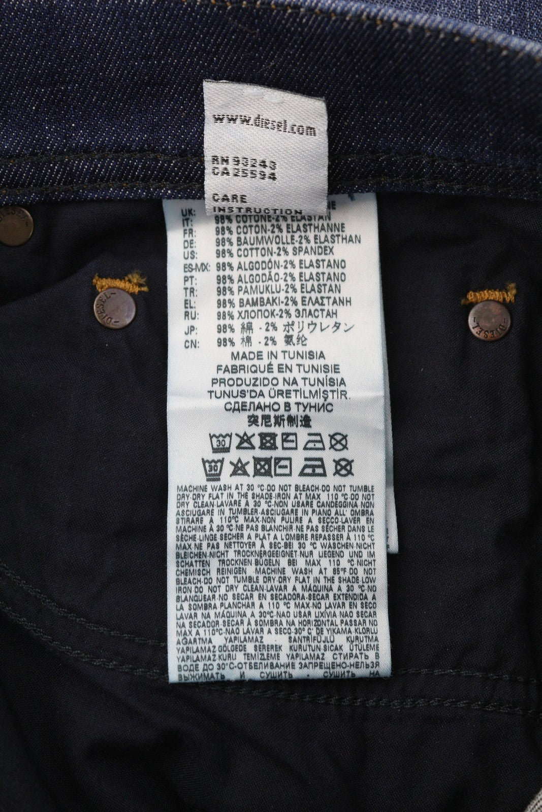 DIESEL Tepphar R7NA8 Men's Jeans W28/L30 Distress Stretch Slim Carrot Blue