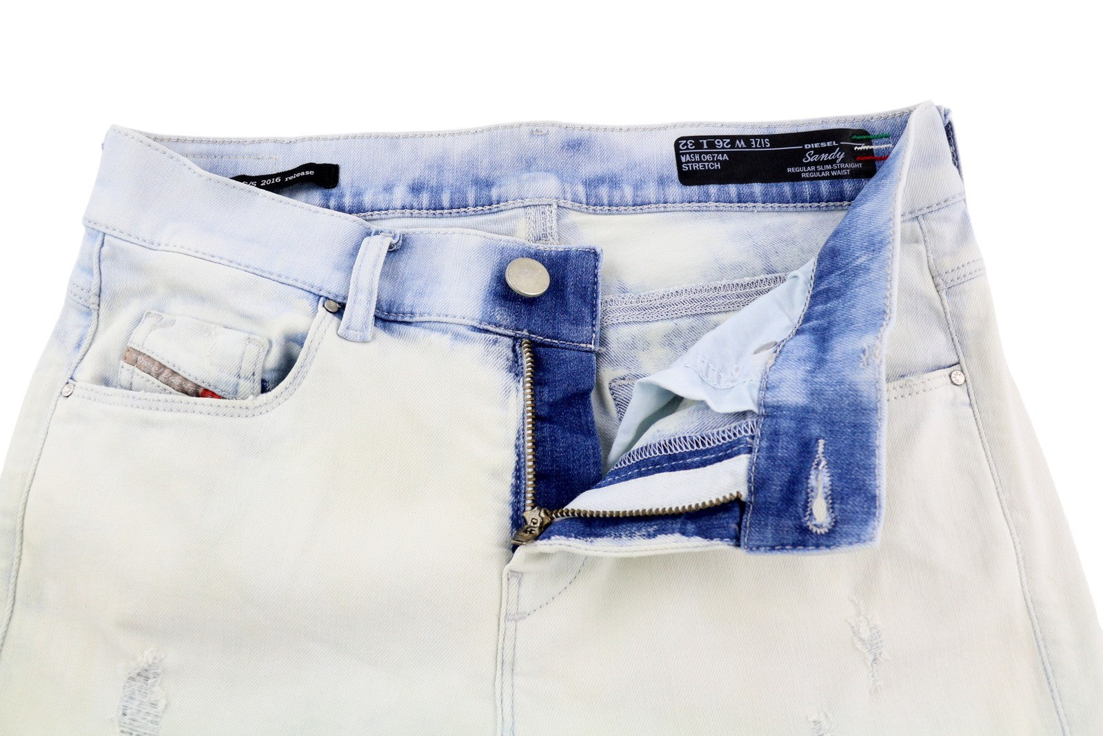 DIESEL D.N.A. Sandy 0674A Women's Jeans W26/L32 Distress Slim Straight Denim