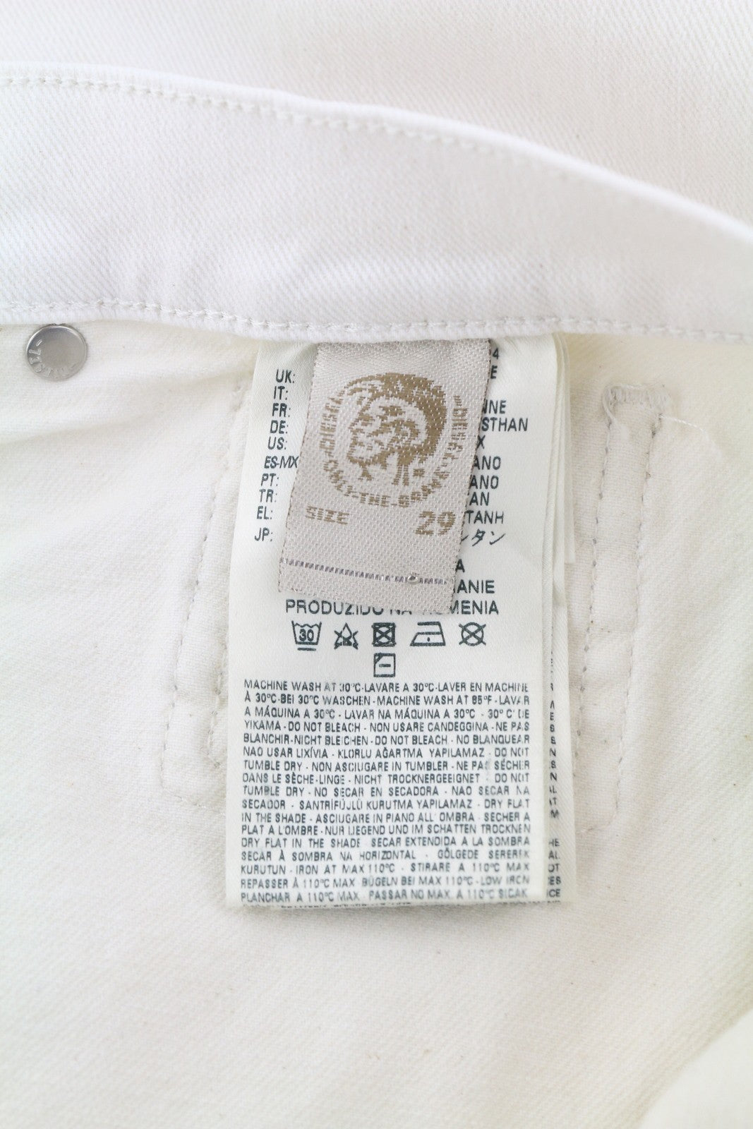 DIESEL Sandyb-Patch 0672Y Women's Jeans W29/L34 White Bootcut Stretch Denim