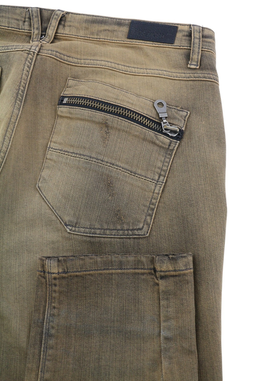 MOS MOSH Naomi Women's Jeans W32 Brown Washed Distressed Slim Zip Denim