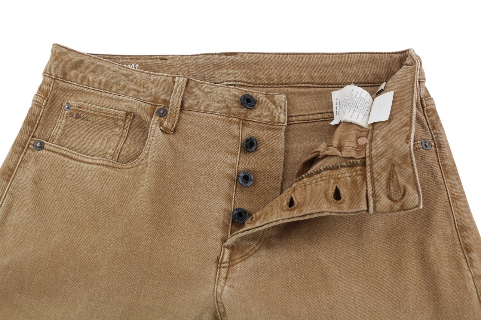 G-STAR 3301 Slim Coj Men's Jeans W29/L34 Brown Denim Button Fly Logo