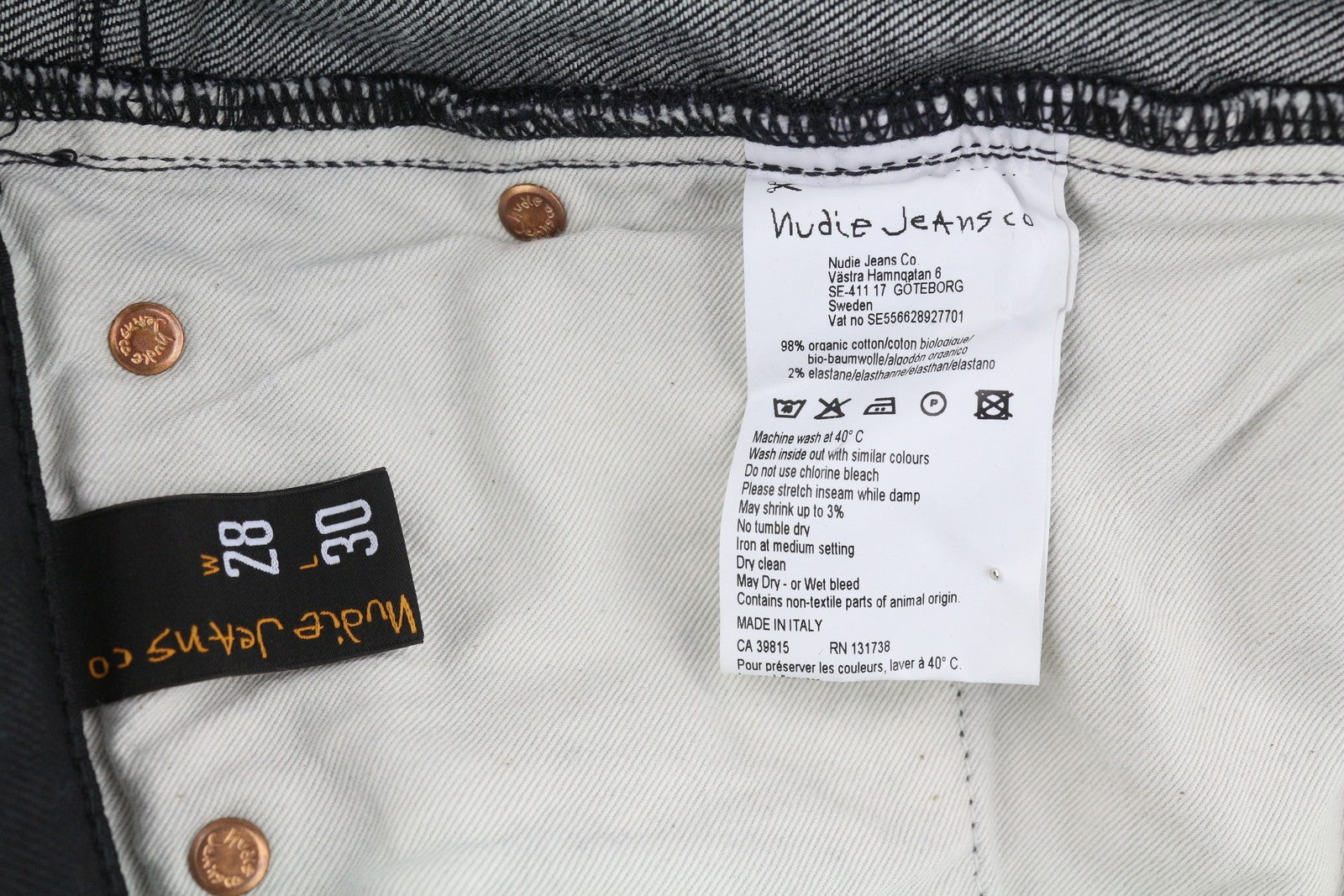 NUDIE JEANS Tight Long John Men's Jeans W28/L30 Throb Black Coated Slim Denim