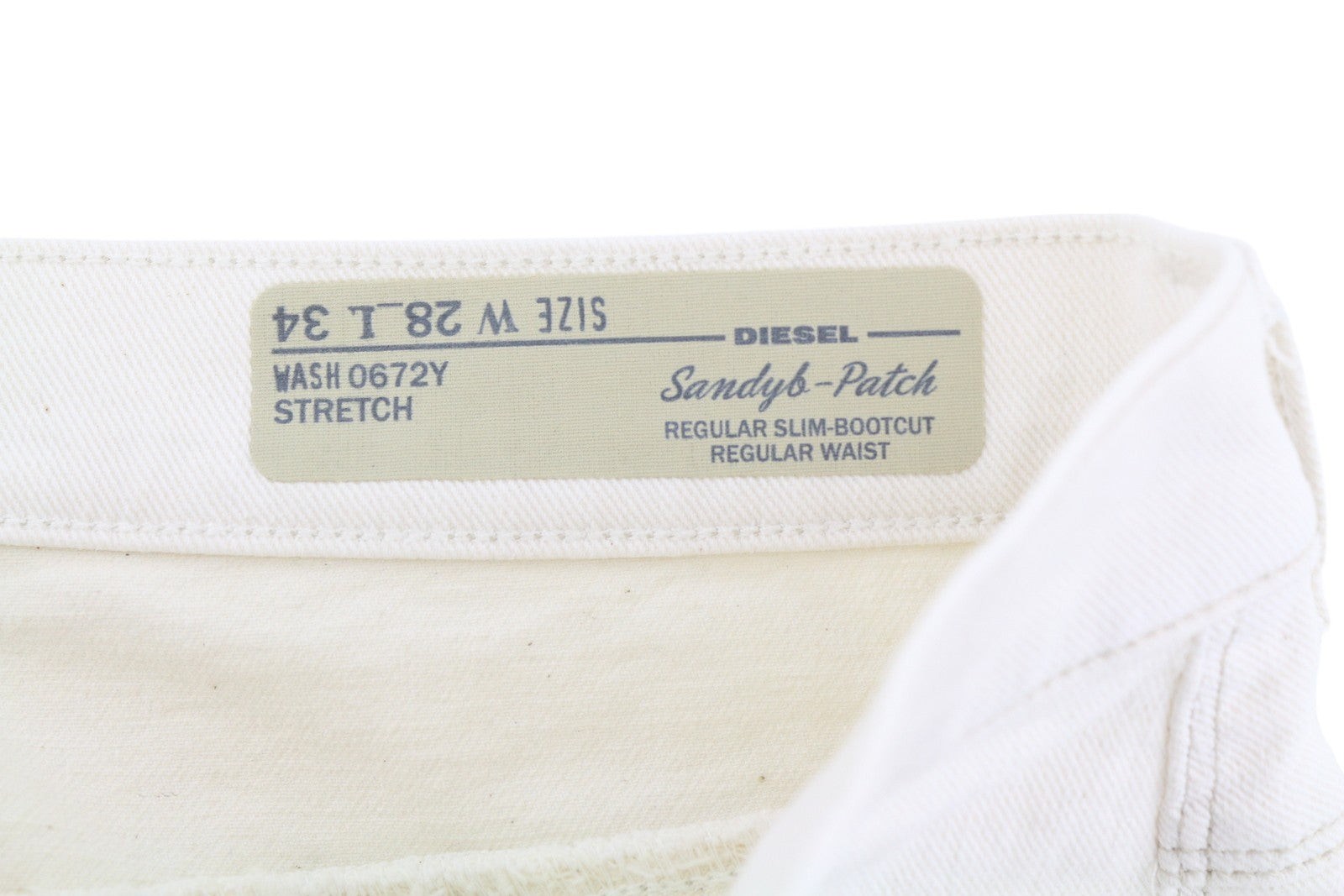 DIESEL Sandyb-Patch 0672Y Women's Jeans W28/L34 White Stretch Slim Bootcut