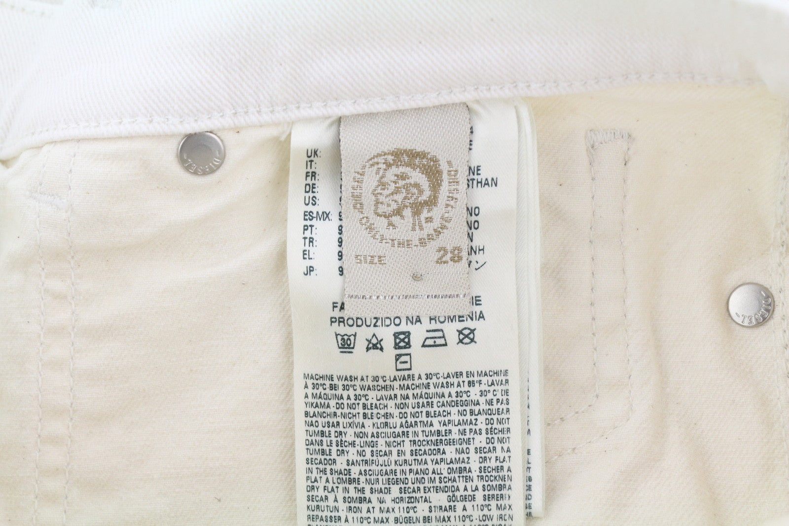 DIESEL Sandyb-Patch 0672Y Women's Jeans W28/L34 White Stretch Slim Bootcut