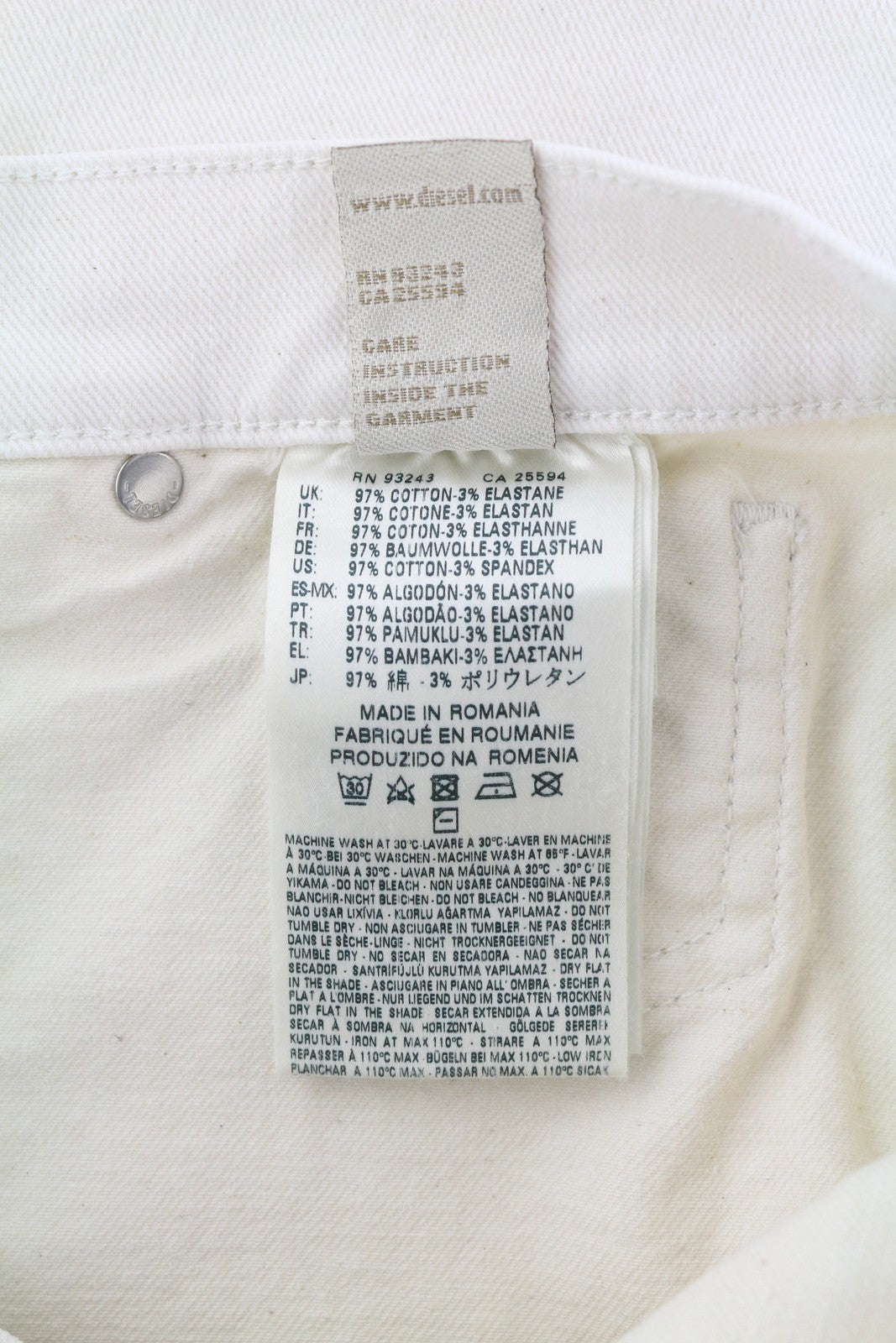 DIESEL Sandyb-Patch 0672Y Women's Jeans W28/L34 White Stretch Slim Bootcut