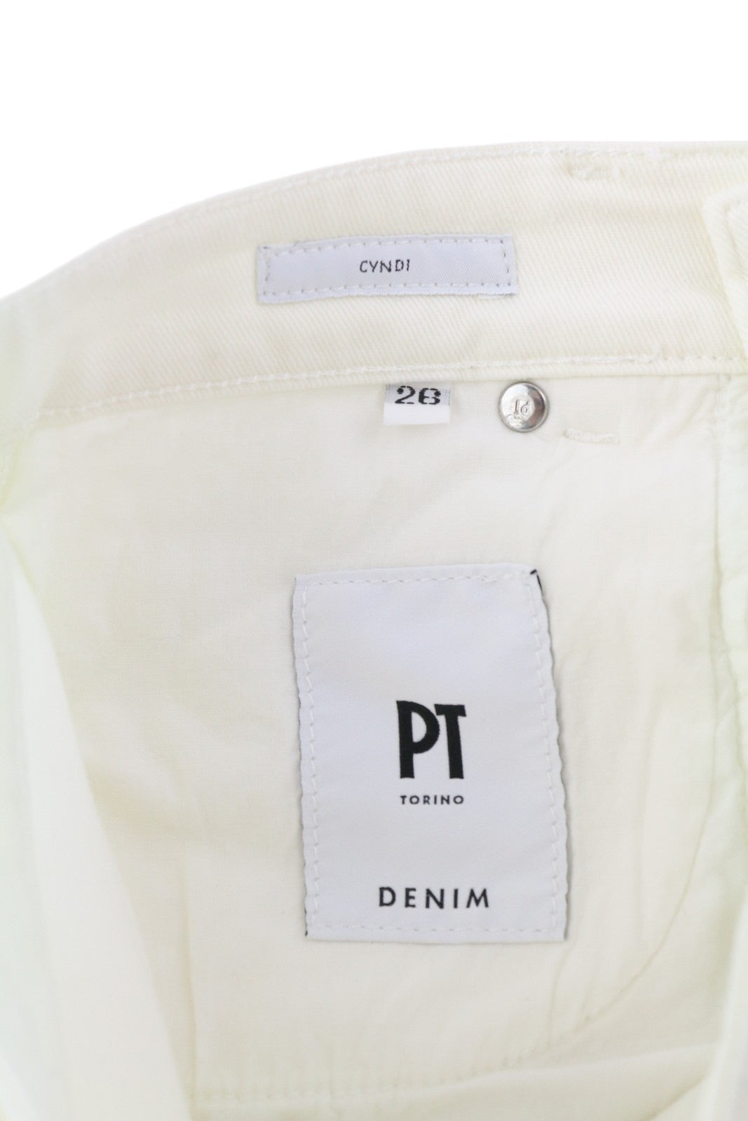 PT TORINO Cyndi Women's Jeans W26 White Denim Flared Leg High Waist Zip Fly