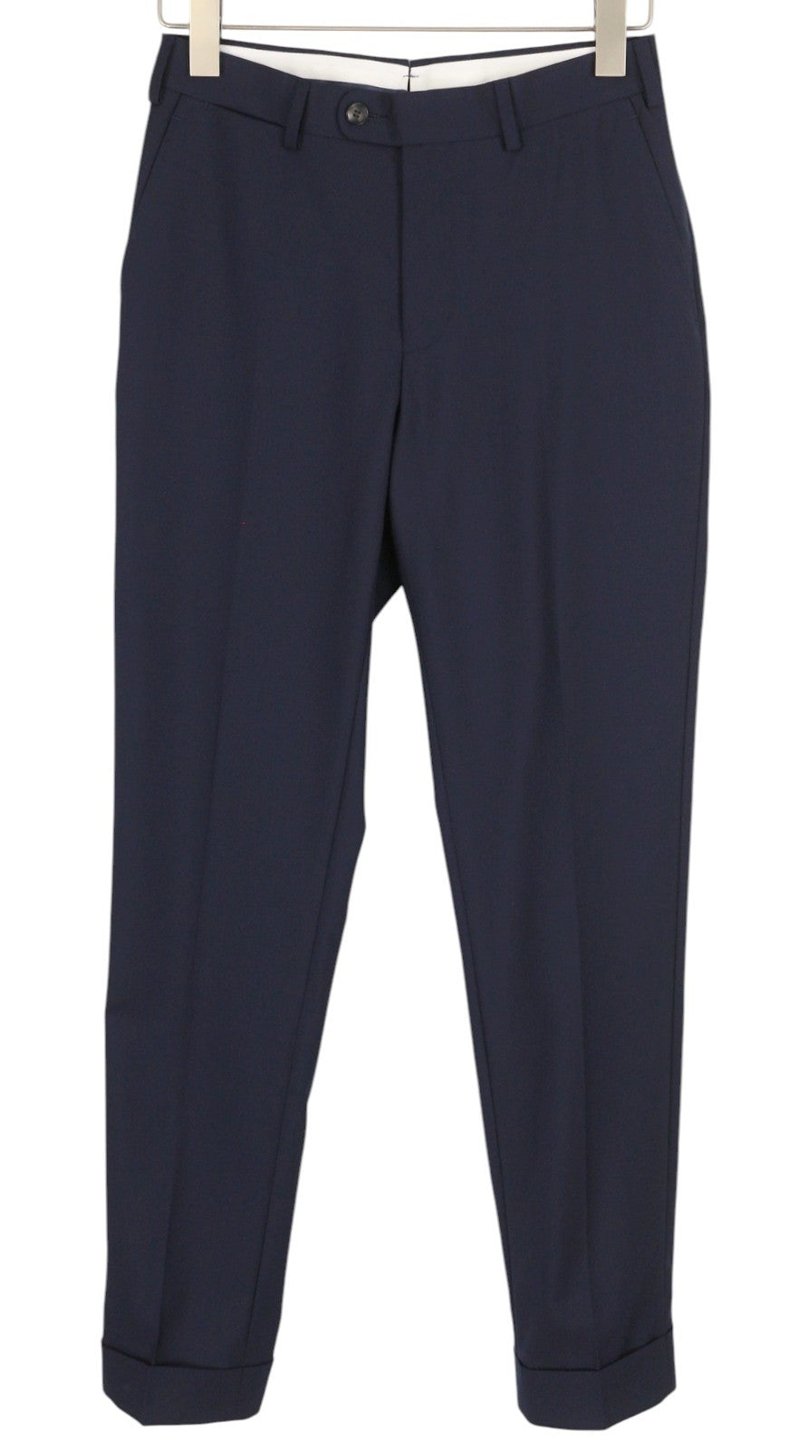 SUITSUPPLY Soho Turn-Up Men's Trousers UK26 Navy Wool S120 Tapered Leg