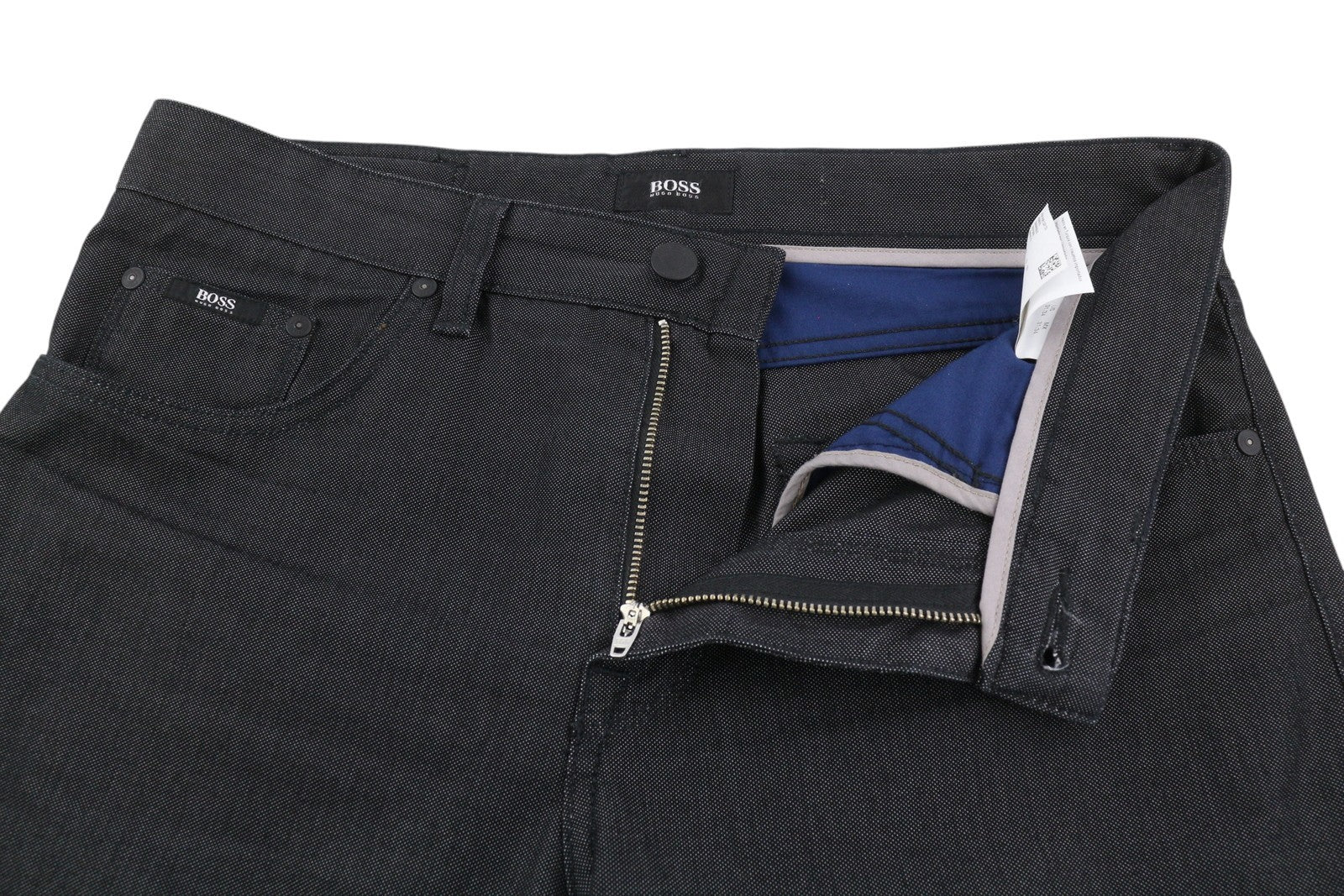 HUGO BOSS Maine1-10 Men's Trousers W31/L34 Black Slim Pattern Zip Fly Logo