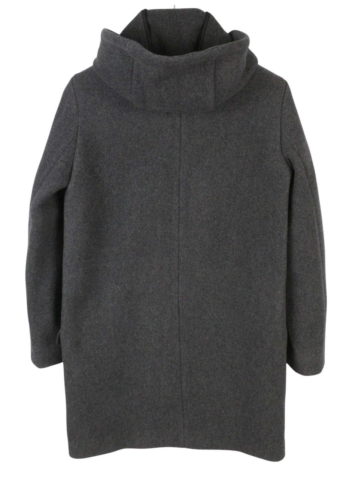 SANDRO Women Coat EU36 Grey Melange Wool Blend Hooded Lightweight Mid-Length