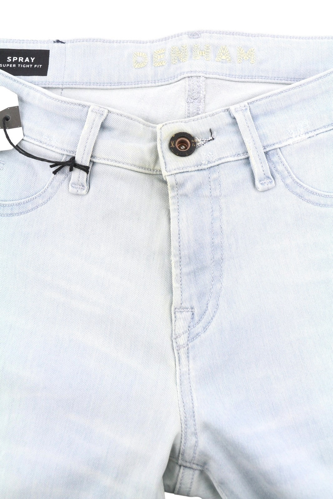 DENHAM Spray Women Jeans W26/L32 Blue Faded Distress Stretch Super Tight Fit