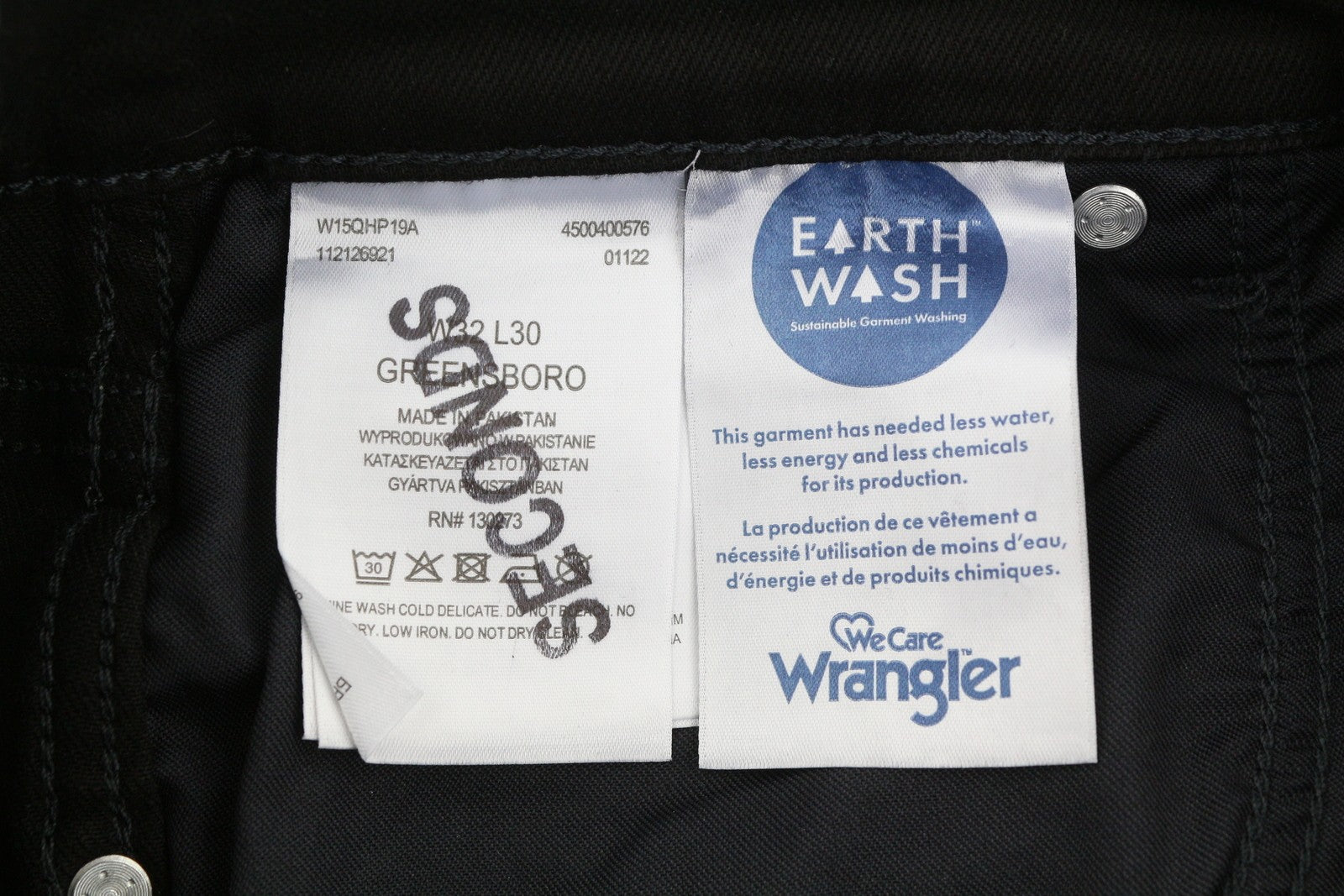 WRANGLER Greensboro Men Jeans W32/L30 Black Regular Fit Zip Fly Stretch Denim