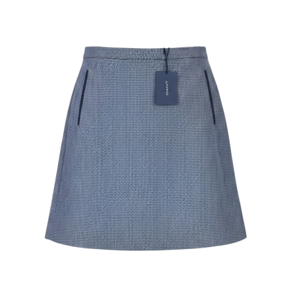 GANT Dogtooth Jersey Women Skirt EU40 Persian Blue Patterned Lined Short