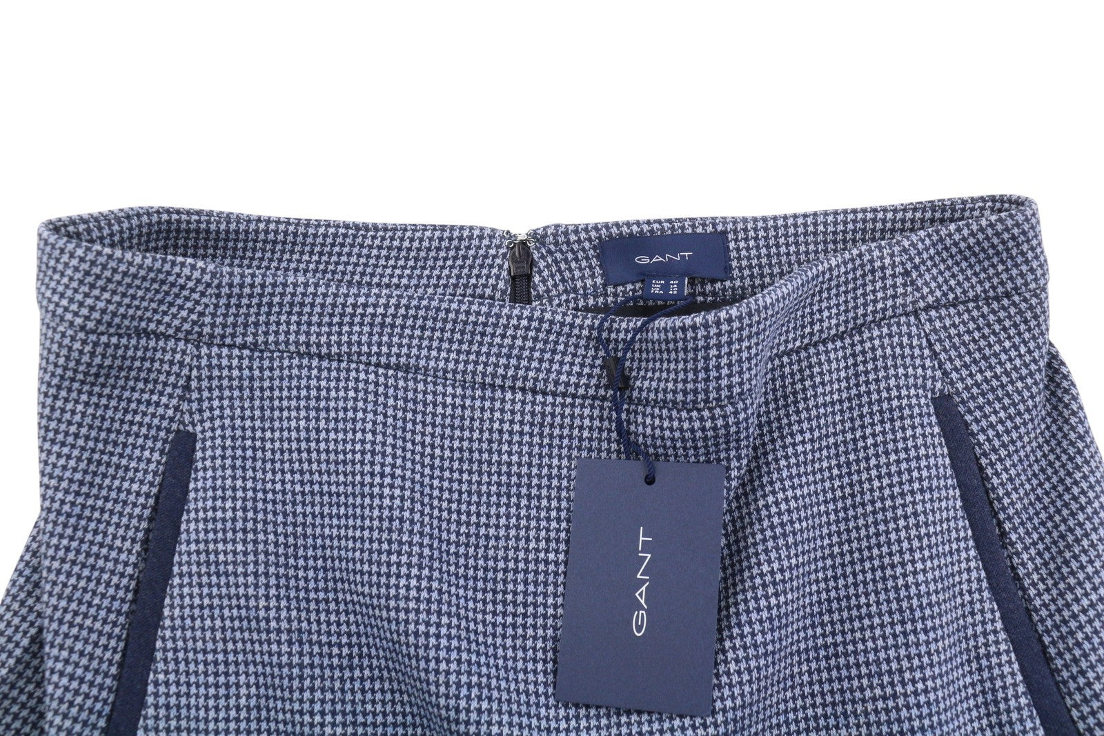 GANT Dogtooth Jersey Women Skirt EU40 Persian Blue Patterned Lined Short