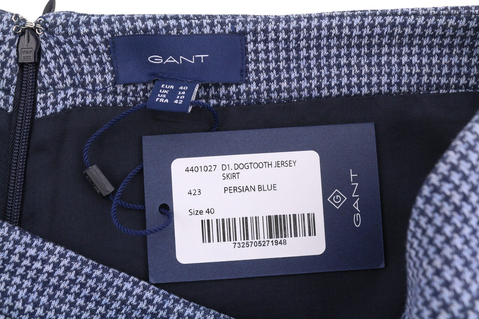 GANT Dogtooth Jersey Women Skirt EU40 Persian Blue Patterned Lined Short