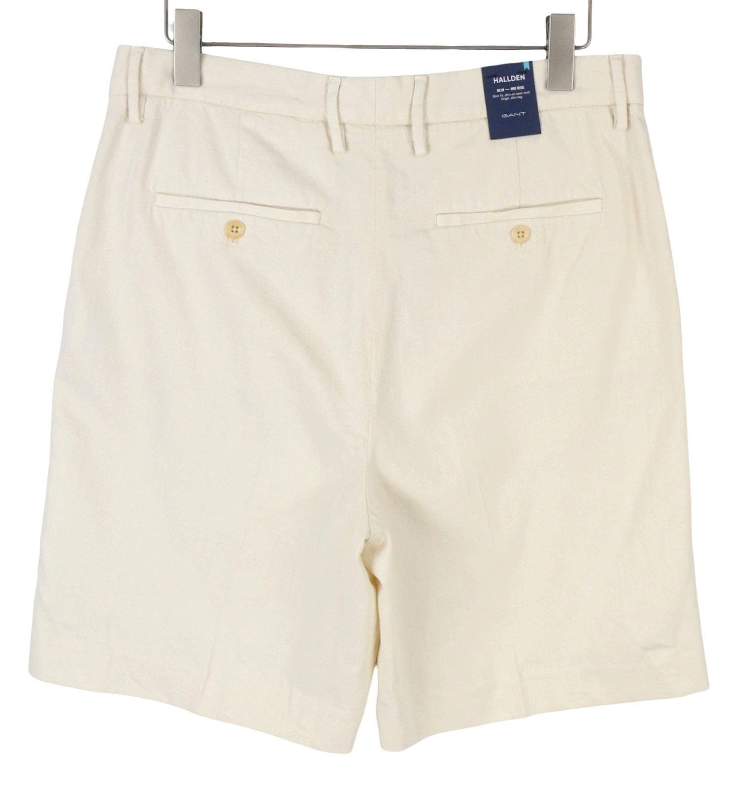 GANT Hallden Men Shorts W33 Caulk White Tailored Volume Slim Fit Mid Rise Chino