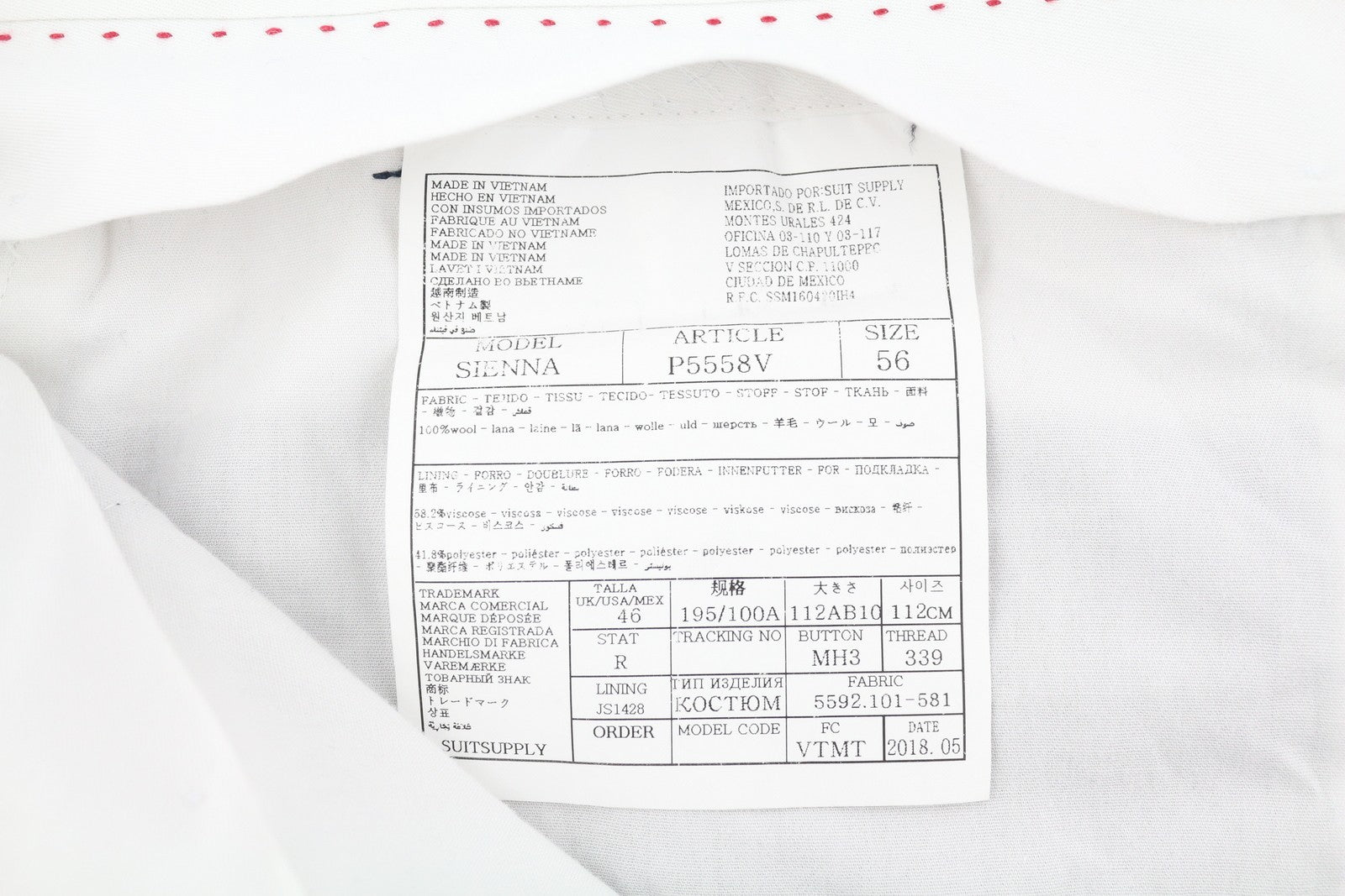 SUITSUPPLY Sienna Men's Suit UK46R Blue Wool Single Breasted Double Vent 2 Piece