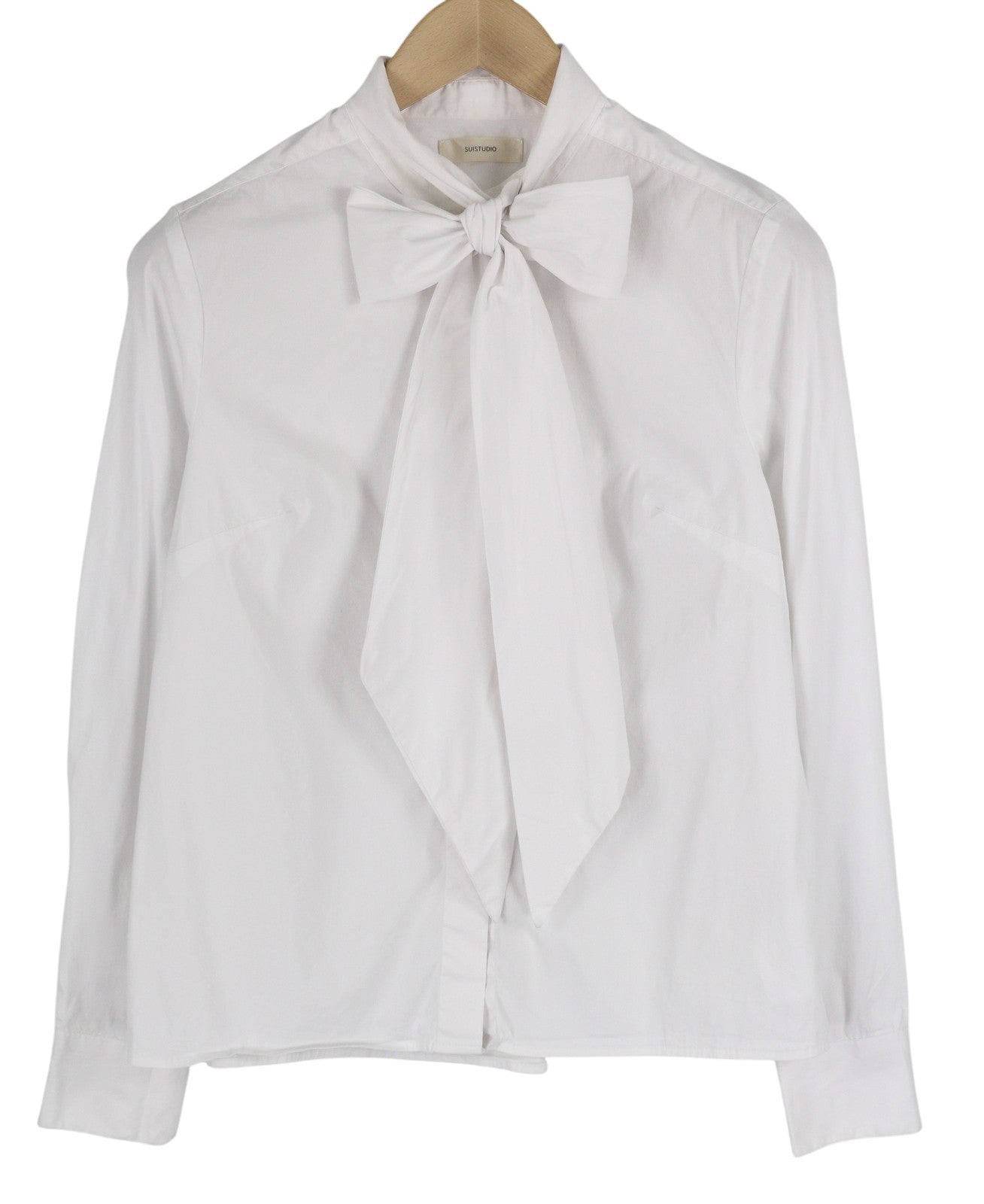SUISTUDIO Campbell Women's Shirt UK14 White Bow Tie Detail Button Collar