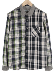 DESIGUAL Men's Shirt M Casual Plaid Spread Neck Buttoned Logo Regular