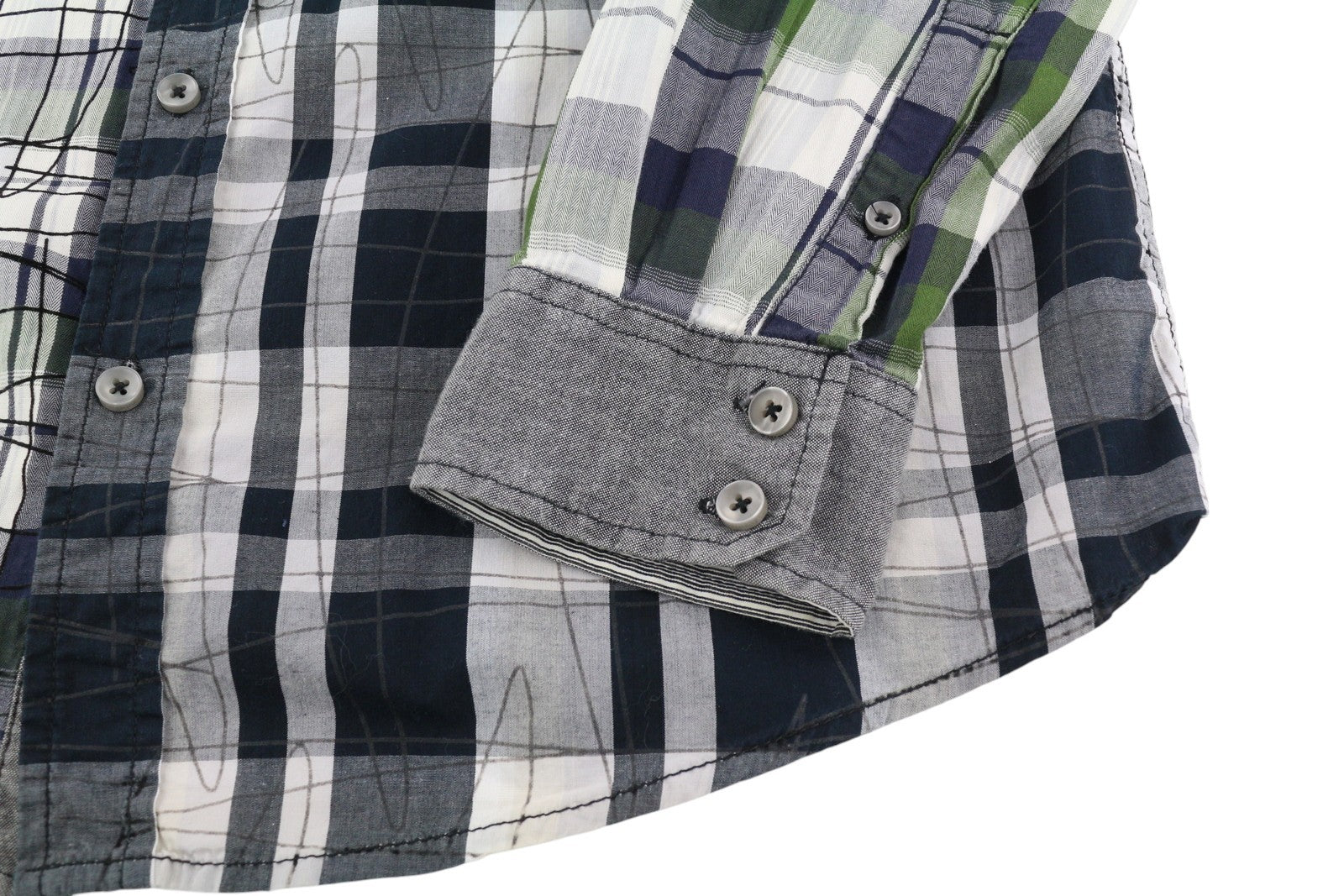 DESIGUAL Men's Shirt M Casual Plaid Spread Neck Buttoned Logo Regular