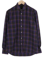 ETRO Men's Shirt 40 Formal Plaid Spread Collar Colourful Logo