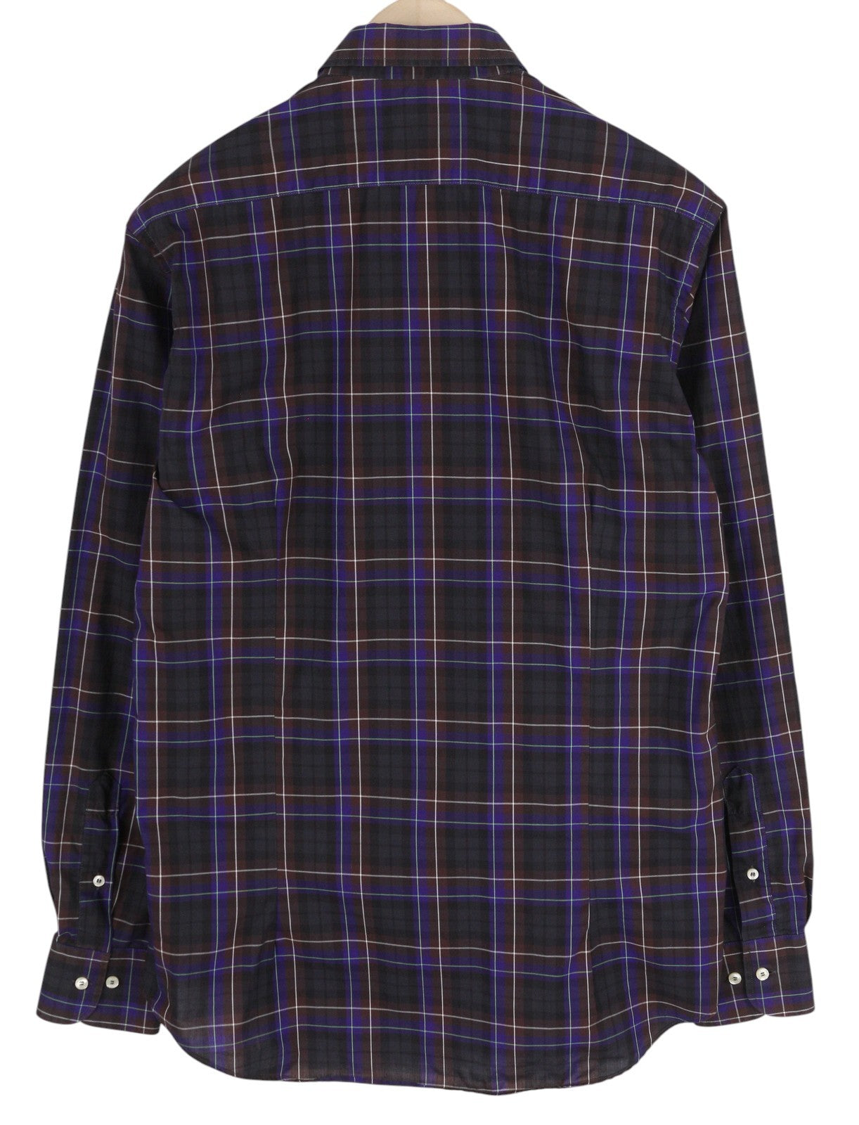 ETRO Men's Shirt 40 Formal Plaid Spread Collar Colourful Logo