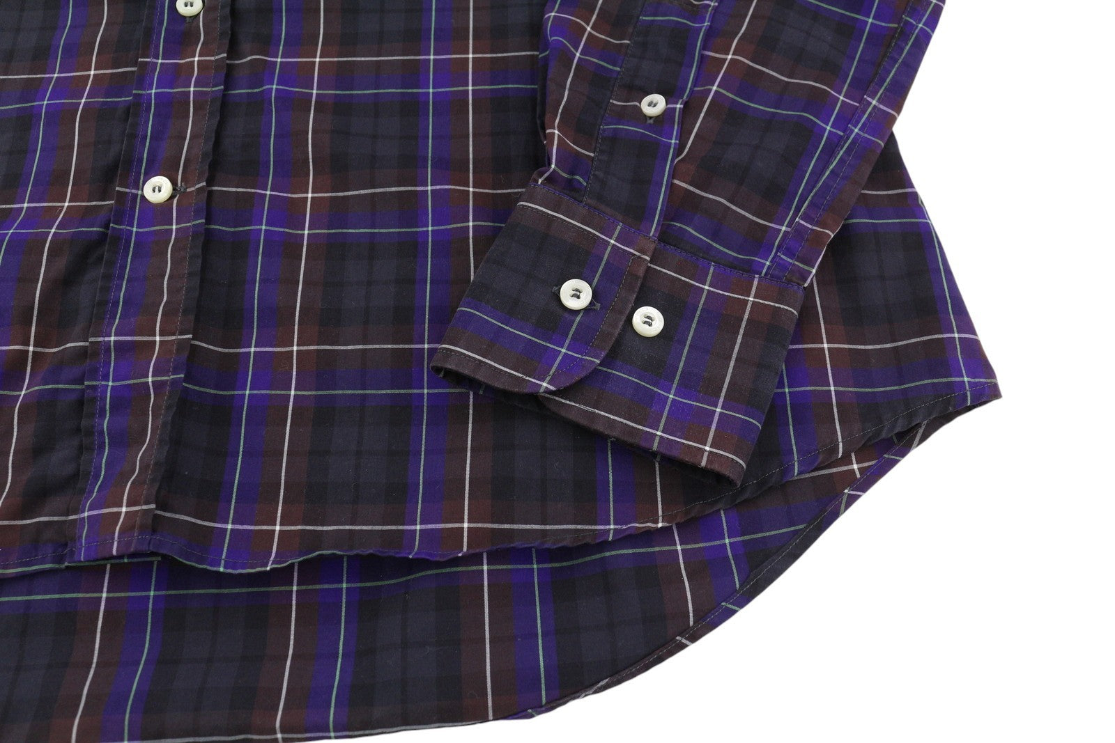 ETRO Men's Shirt 40 Formal Plaid Spread Collar Colourful Logo