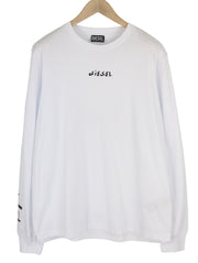 DIESEL T-Just-LS-Slits-B53 Men's T-Shirt L White Long Sleeve Cotton Tee