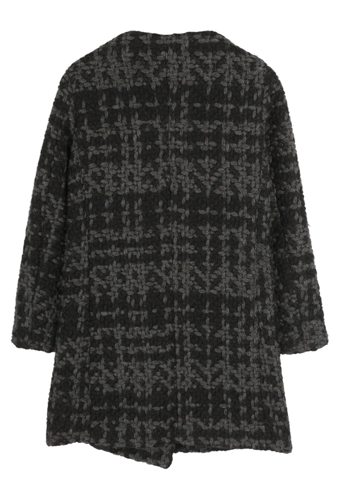 DESIGUAL Women's Coat EU38 Wool Blend Zip Front Patterned Mid Length