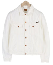 NUDIE JEANS Billy Men's Jacket M Pitch White Denim Button Polo Collar