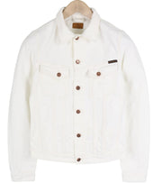 NUDIE JEANS Billy Men's Jacket XS Pitch White Worn Denim Buttoned