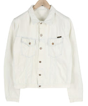 NUDIE JEANS Terry Men's Jacket XL White Denim Extreme Bleach Button