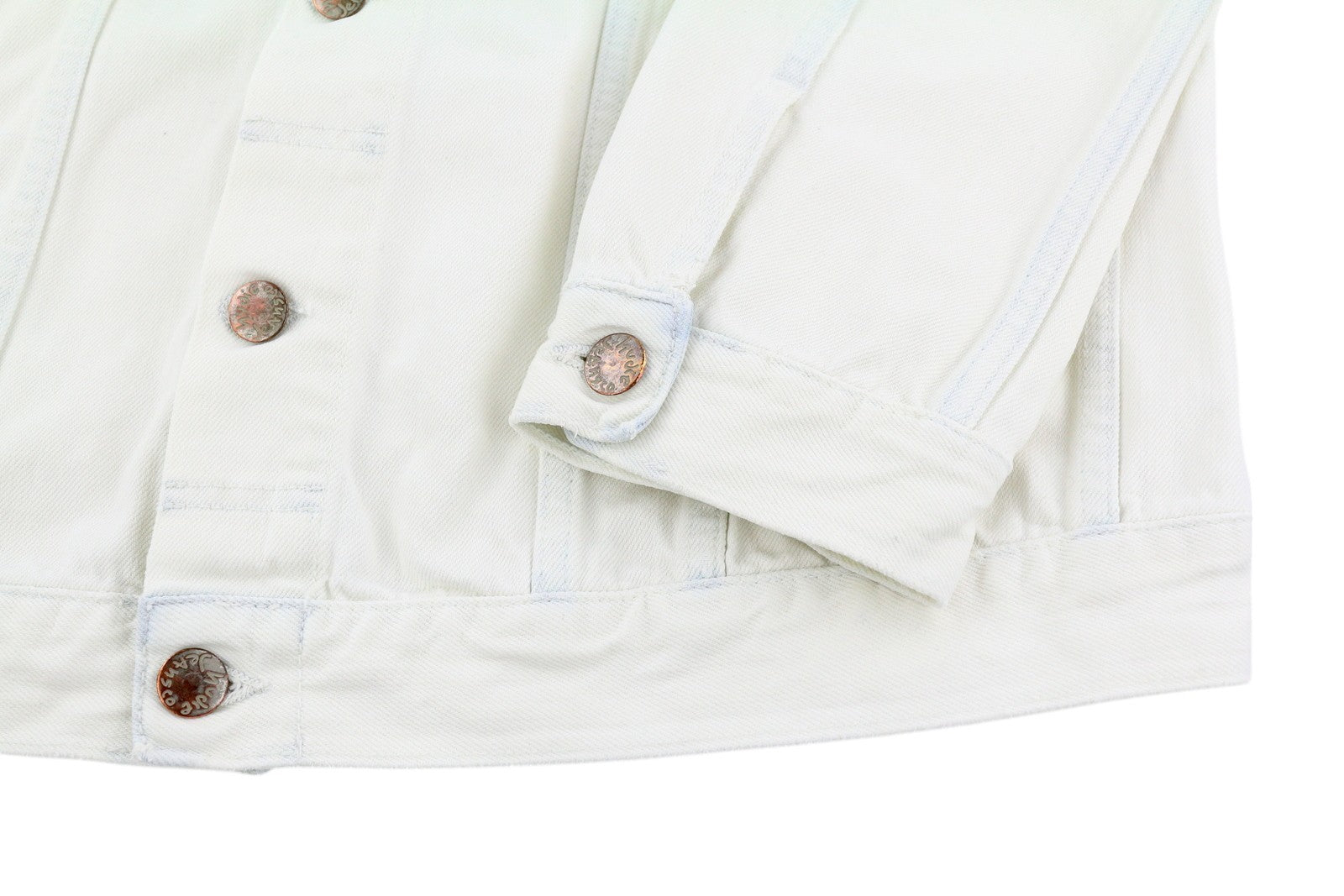 NUDIE JEANS Terry Men's Jacket XL White Denim Extreme Bleach Button