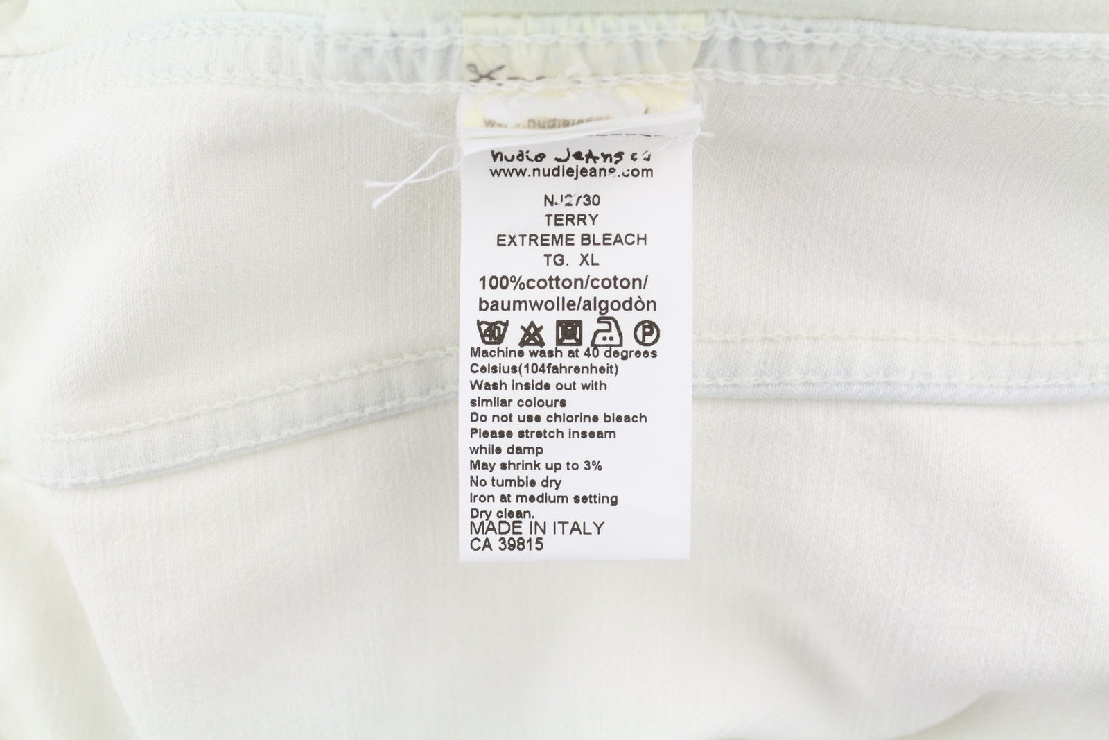 NUDIE JEANS Terry Men's Jacket XL White Denim Extreme Bleach Button