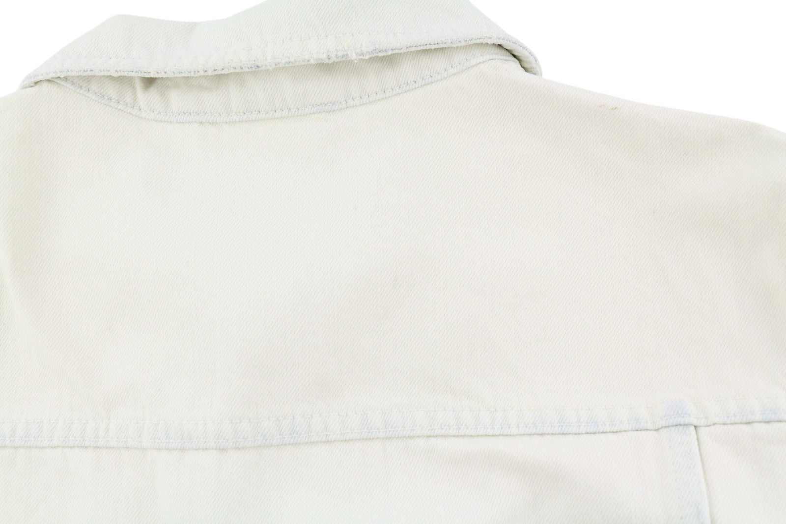 NUDIE JEANS Terry Men's Jacket L Bleached White Denim Polo Collar