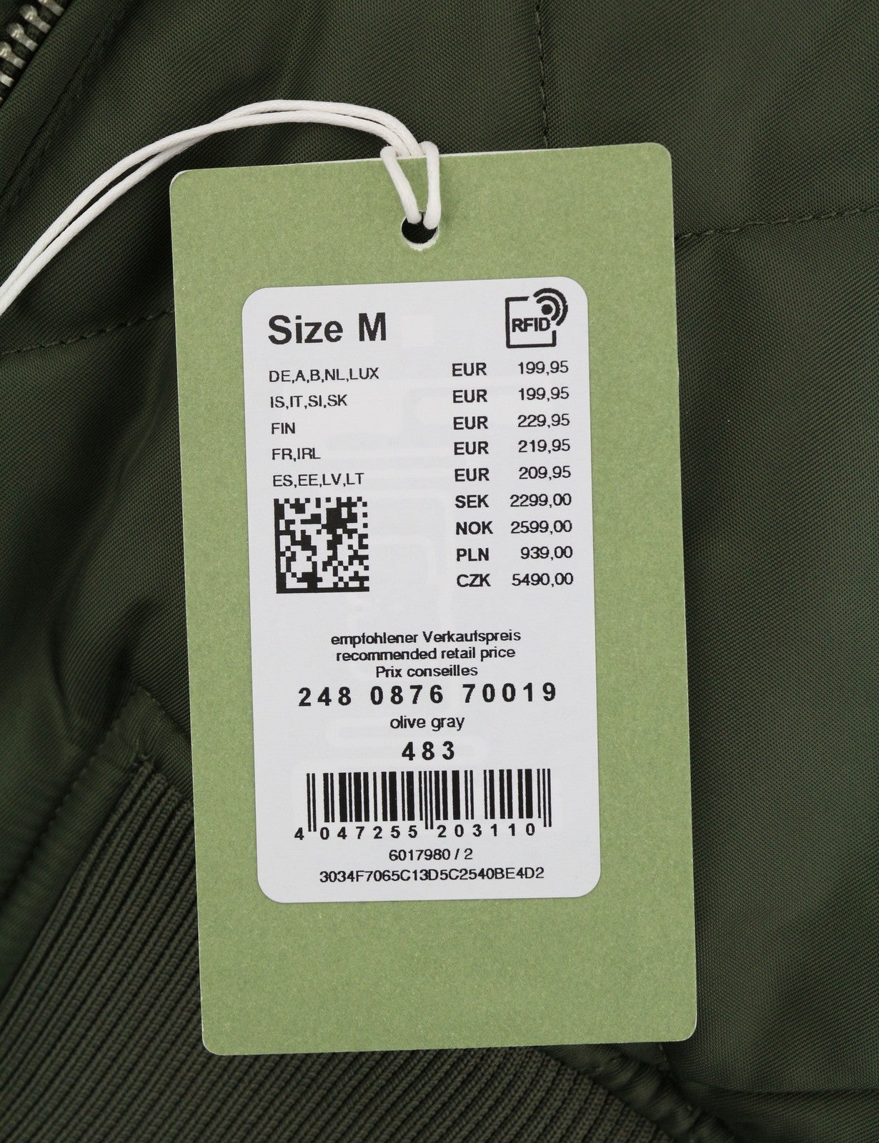 MARC O'POLO Women Jacket M Olive Grey Oversized Padded Quilted Bomber