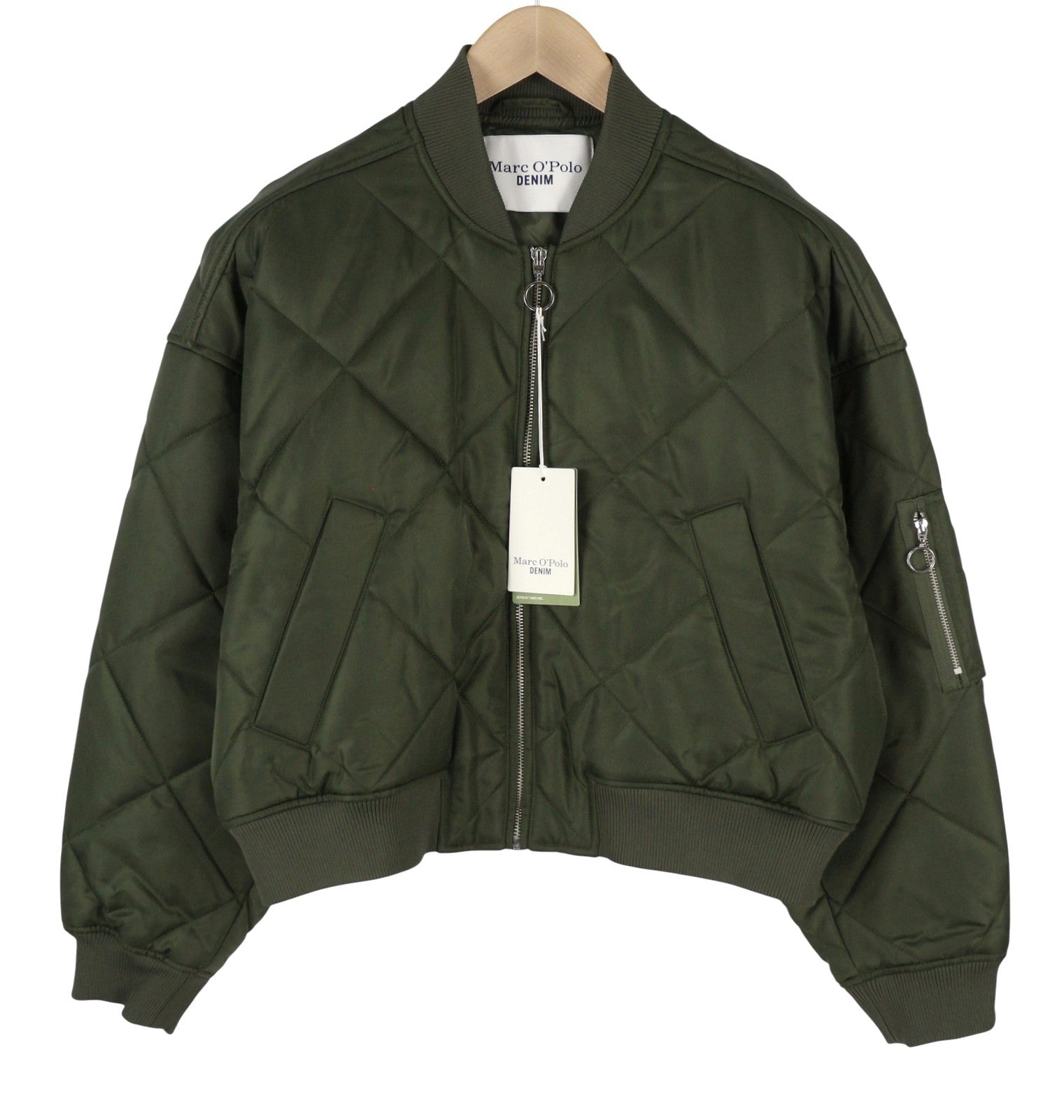 MARC O'POLO Women Jacket M Olive Grey Oversized Padded Quilted Bomber