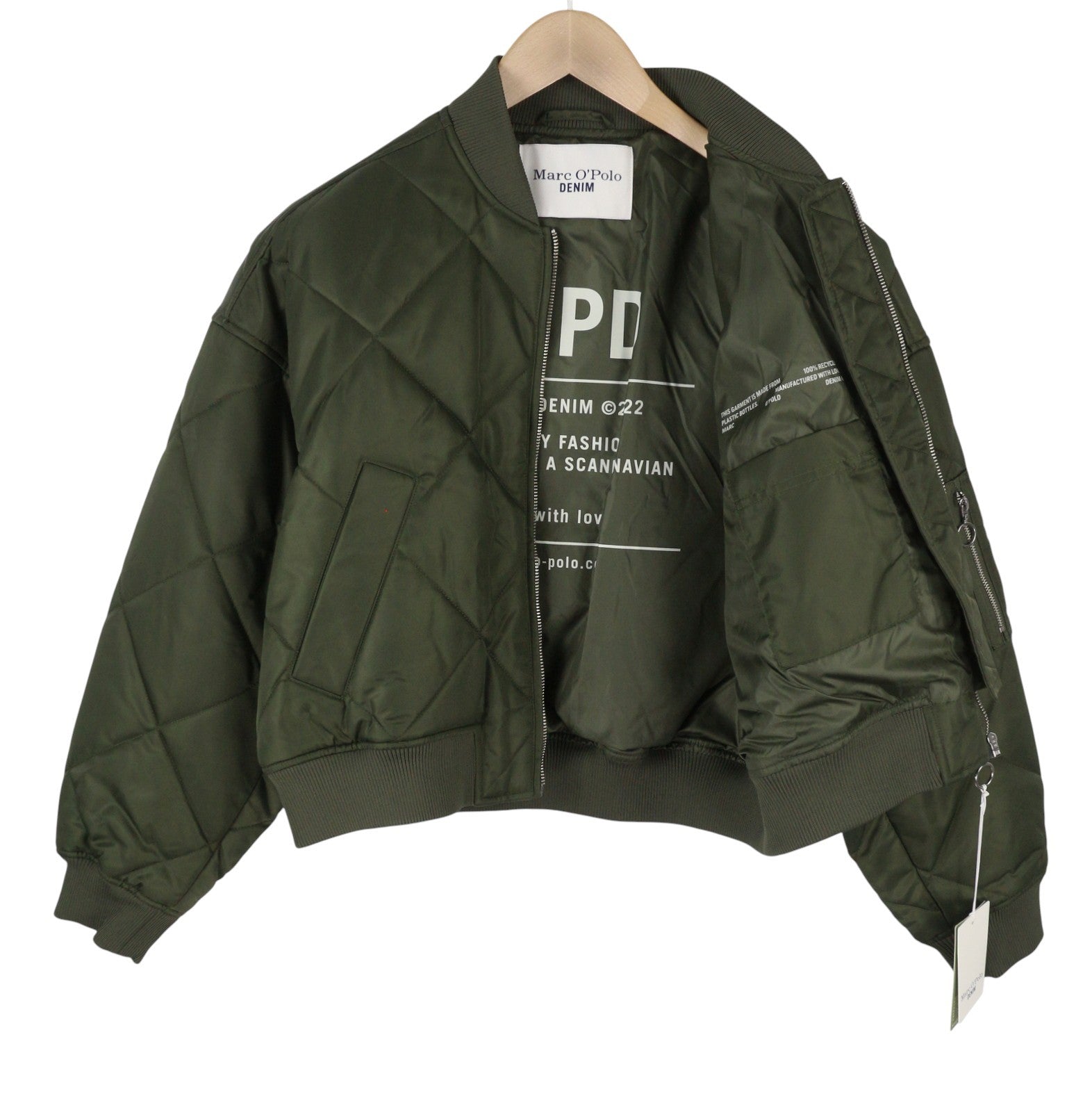 MARC O'POLO Women Jacket M Olive Grey Oversized Padded Quilted Bomber