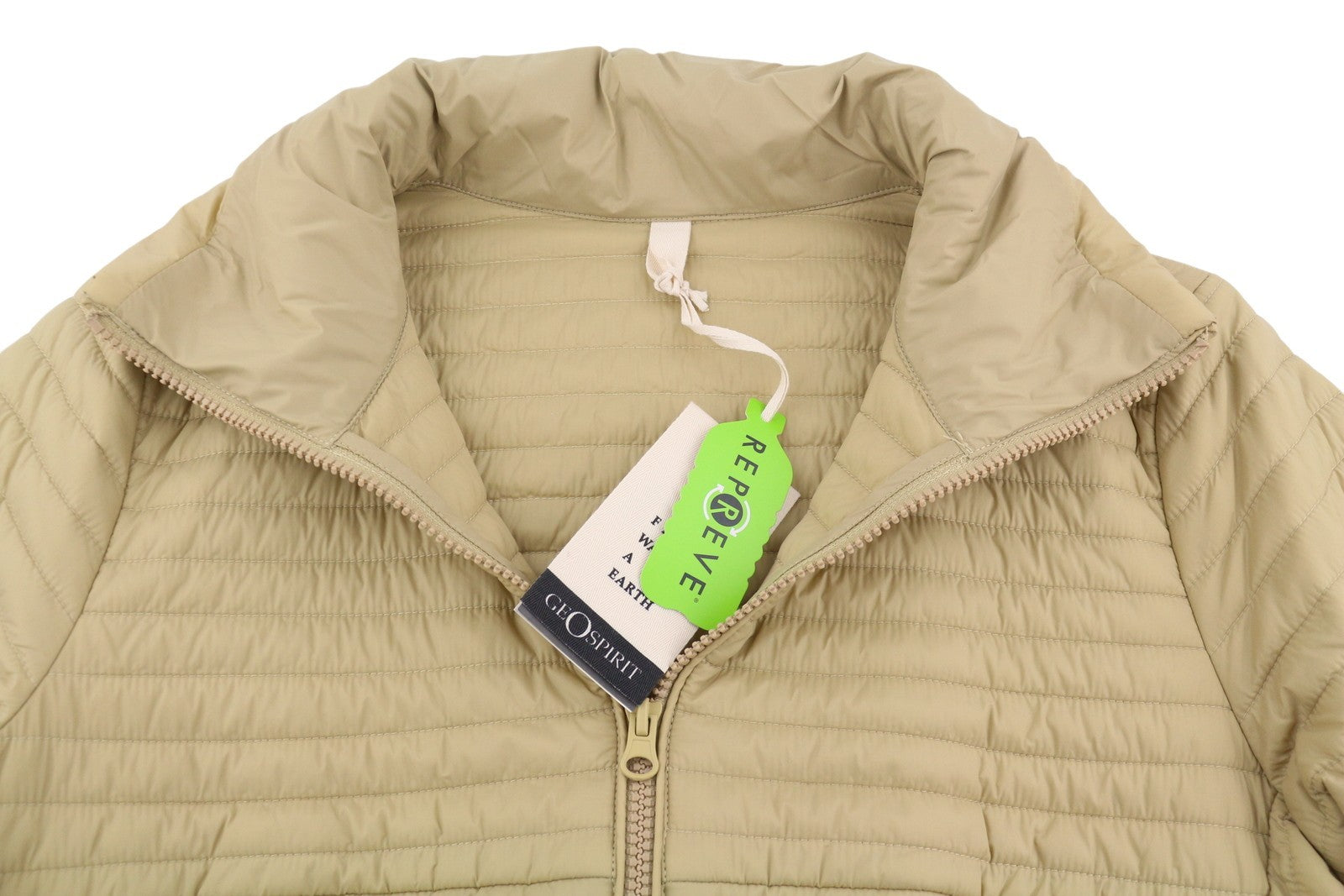 GEOSPIRIT Camomilla Women Jacket 46 Beige Drawstring Waist High Neck Lightweight