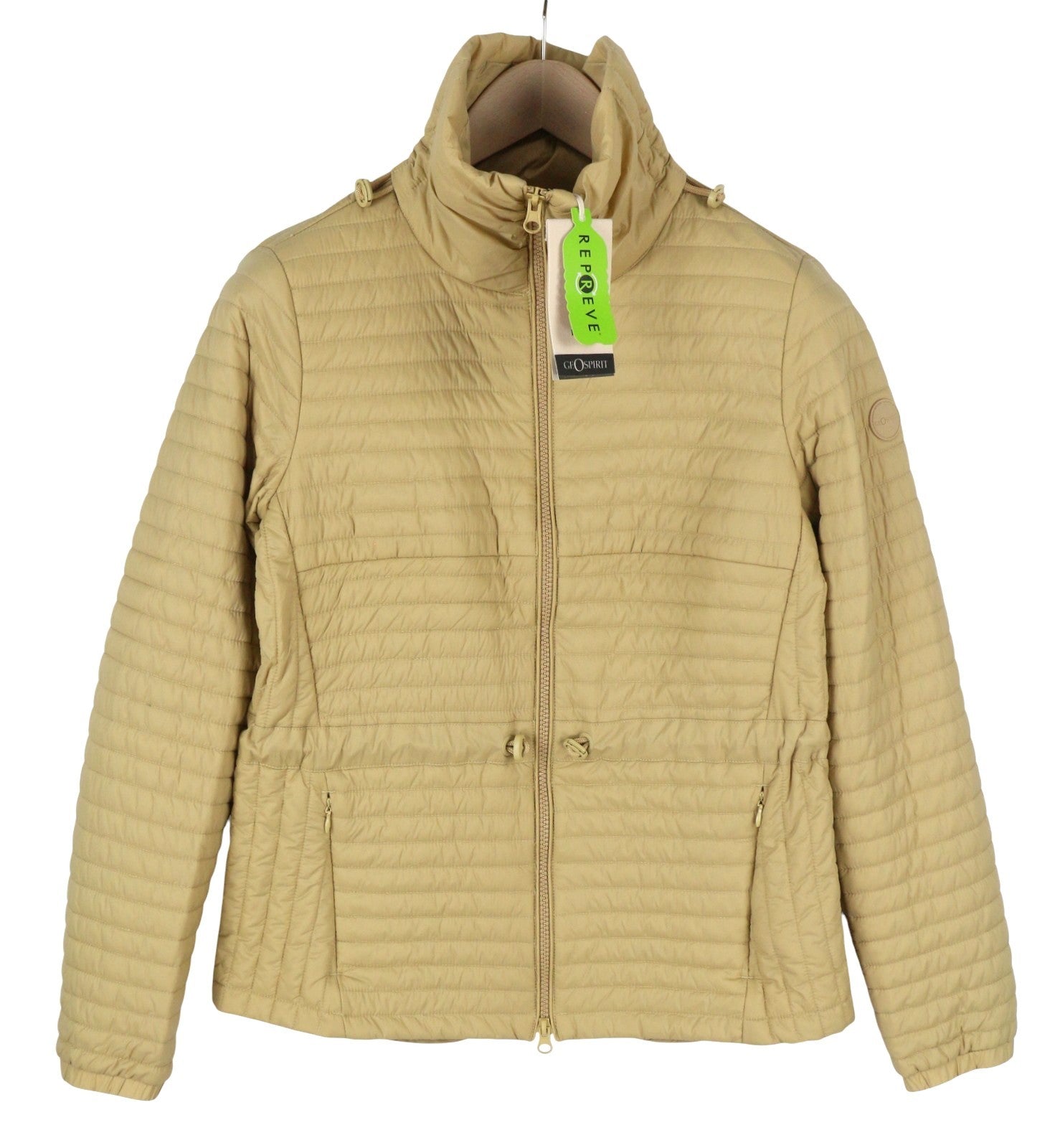 GEOSPIRIT Camomilla Women Jacket 42 Beige Drawstring Waist High Neck Lightweight