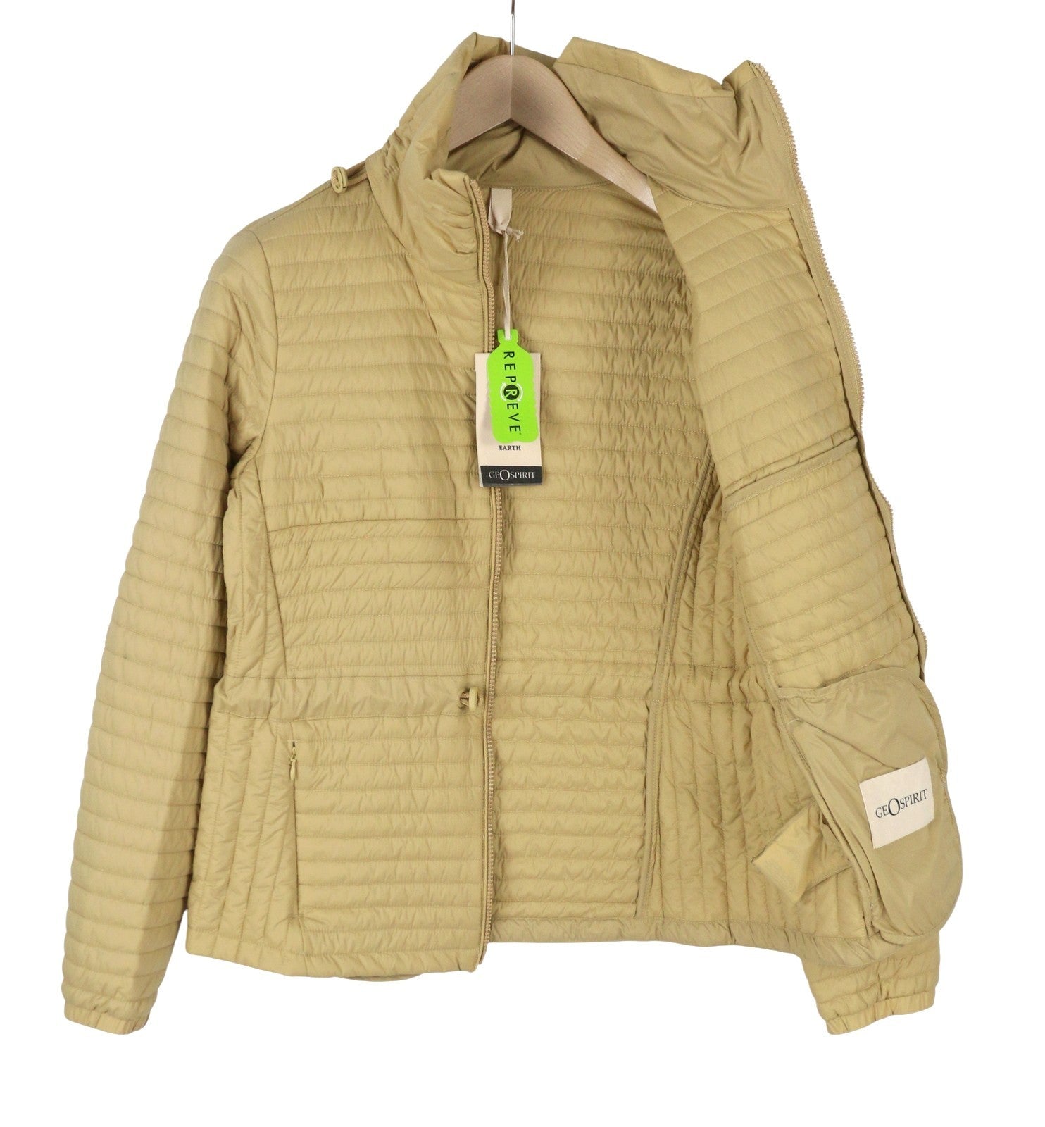 GEOSPIRIT Camomilla Women Jacket 42 Beige Drawstring Waist High Neck Lightweight