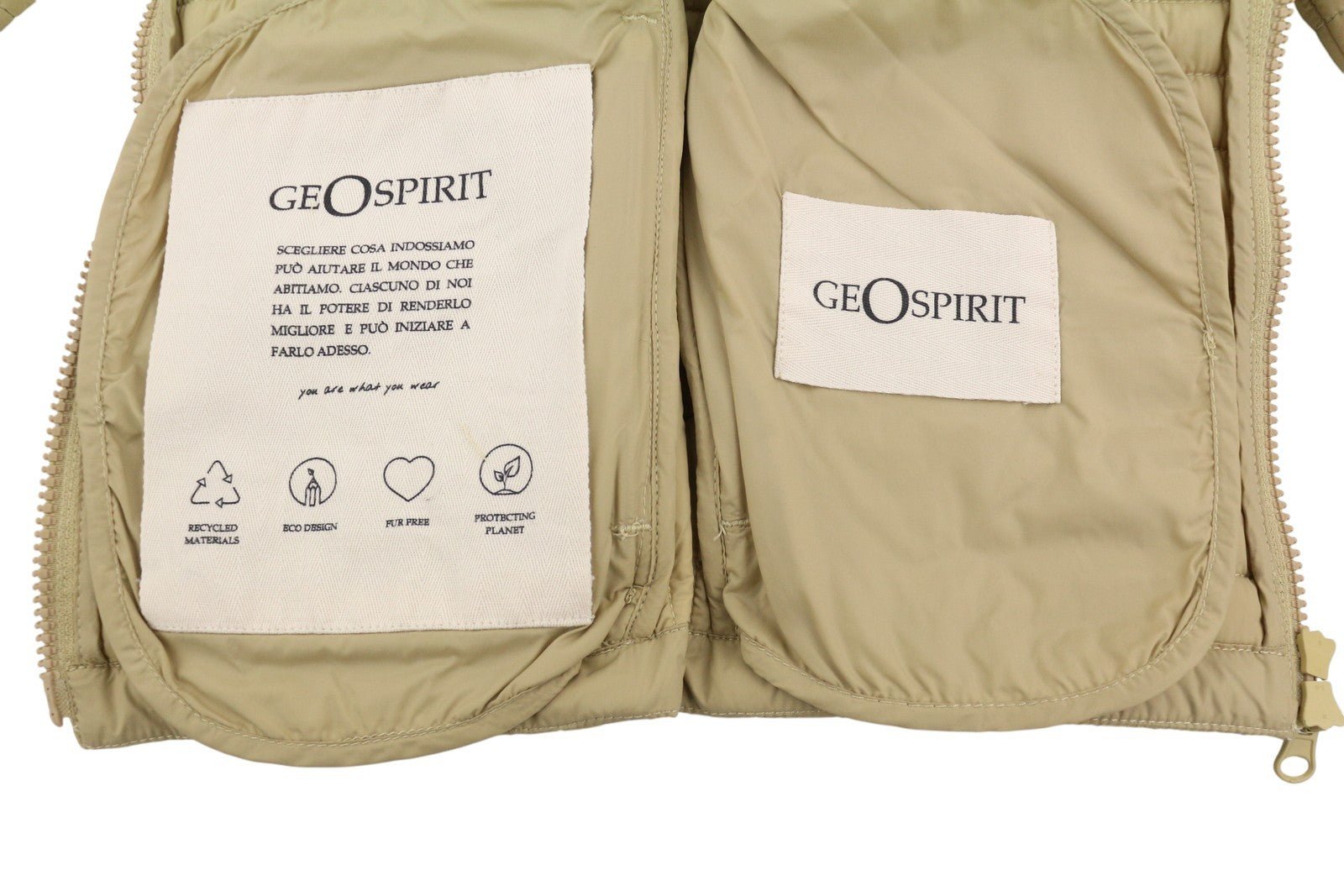 GEOSPIRIT Camomilla Women Jacket 42 Beige Drawstring Waist High Neck Lightweight